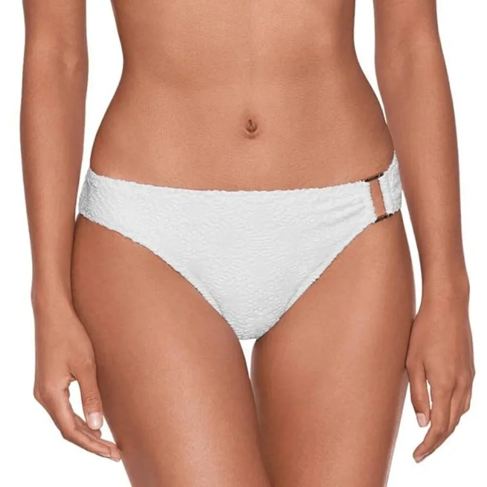 NWT Lauren Ralph Lauren Crochet Ring Hipster Bikini Bottoms in White Sz. 14